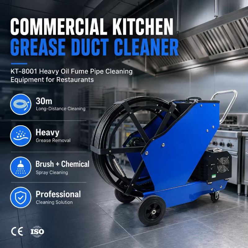 Kitchen Cleaner Commercial - 業務用厨房油煙ダクトクリーナー KT-8001 レストラン向け重油煙パイプ清掃装置
