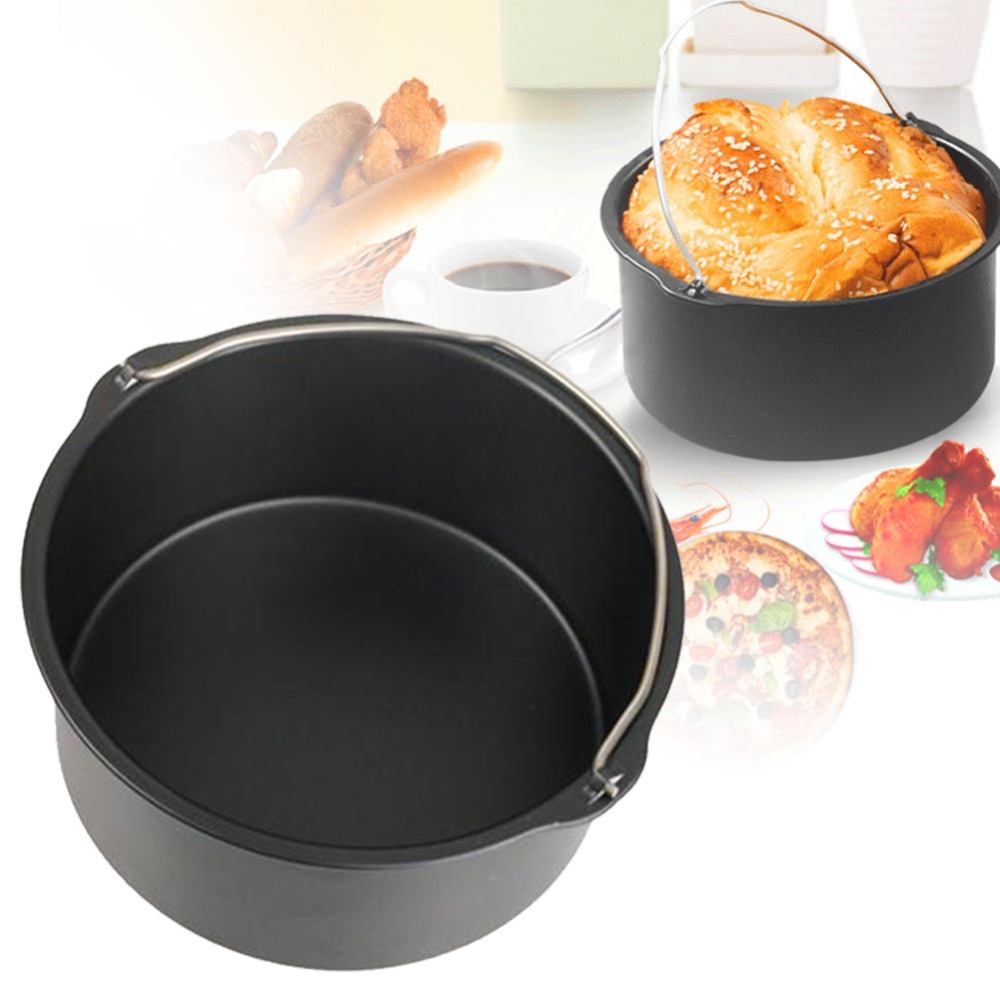 Commercial Kitchen Cooking - 焦げ付き防止ラウンドベーキングトレイパン、ローストバスケット耐熱皿、エアフライヤーアクセサリー、ケーキ型、6 7 8
