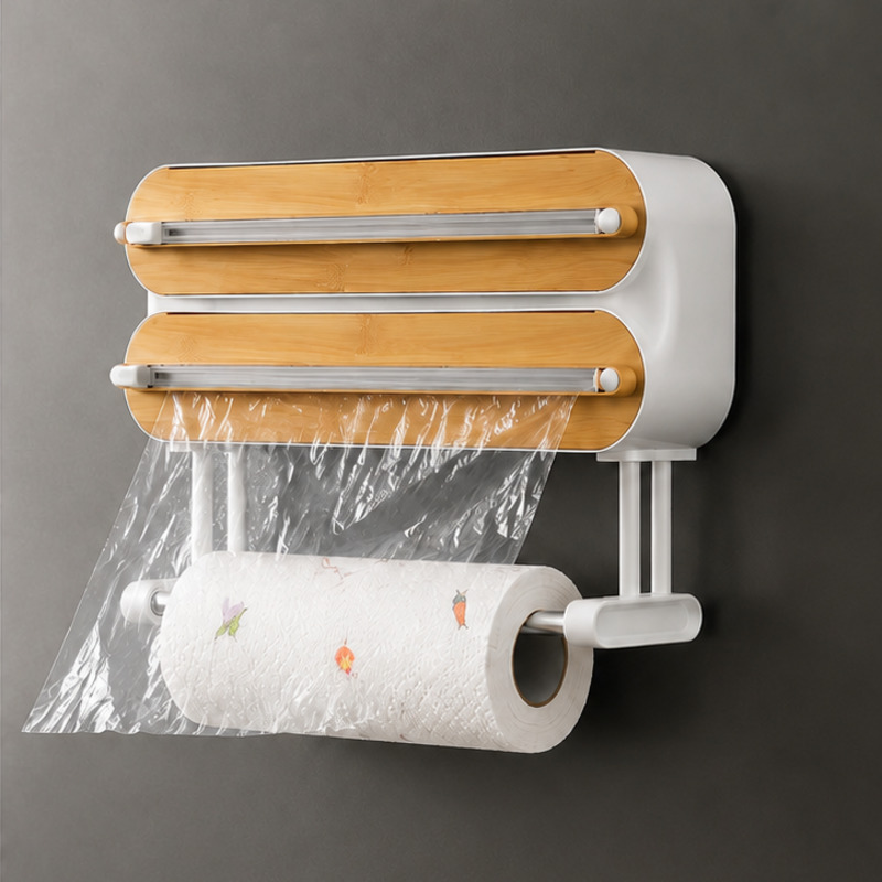 Commercial Kitchen Shed - 磁気式食品ラップディスペンサーカッター、ラップフィルムホイルオーガナイザー、壁掛け冷蔵庫キッチン収納ホルダーボックス、キッチンツール
