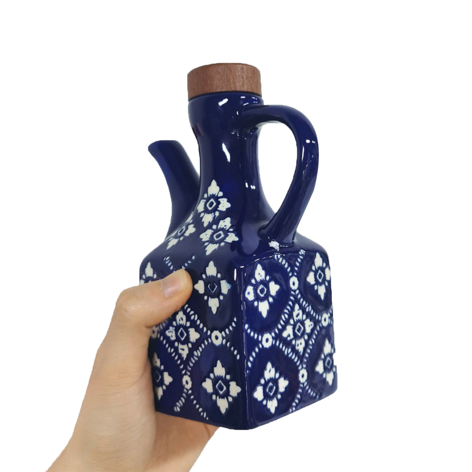 Commercial Kitchen Japanese - セラミック製オリーブオイルディスペンサーボトル 250ml 漏れ防止注ぎ口 日本風酢・醤油容器 業務用キッチンソースポット