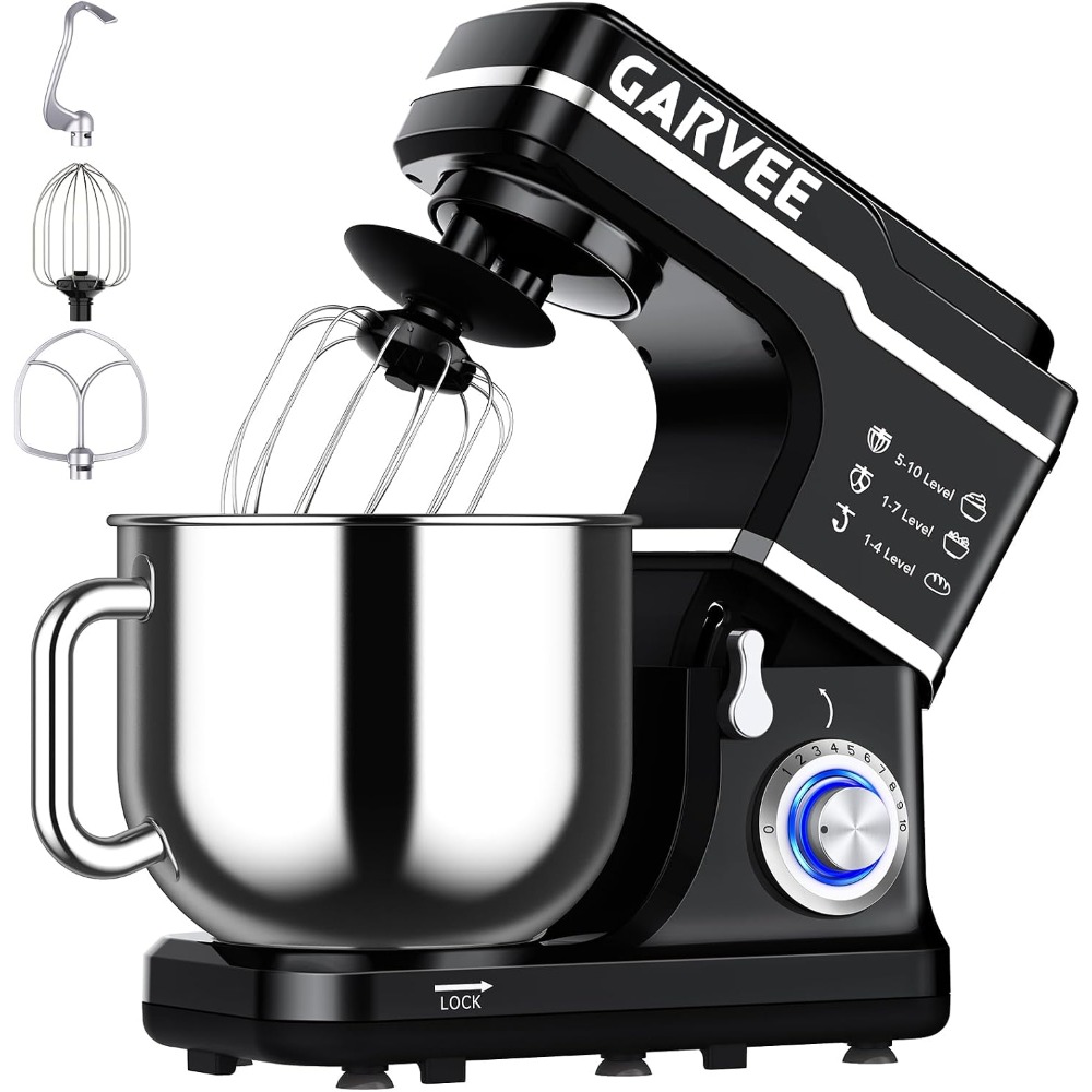 Commercial Kitchen Supplier - Garvee 110-120V、60Hz 6.7L ステンレス製ミキシングボウル ドゥミキサー 660W