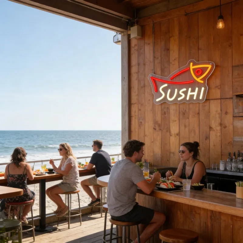 LED寿司魚型ネオンサイン USB調光式 赤色ネオンライト  - Commercial Kitchen Japanese のレビューと価格