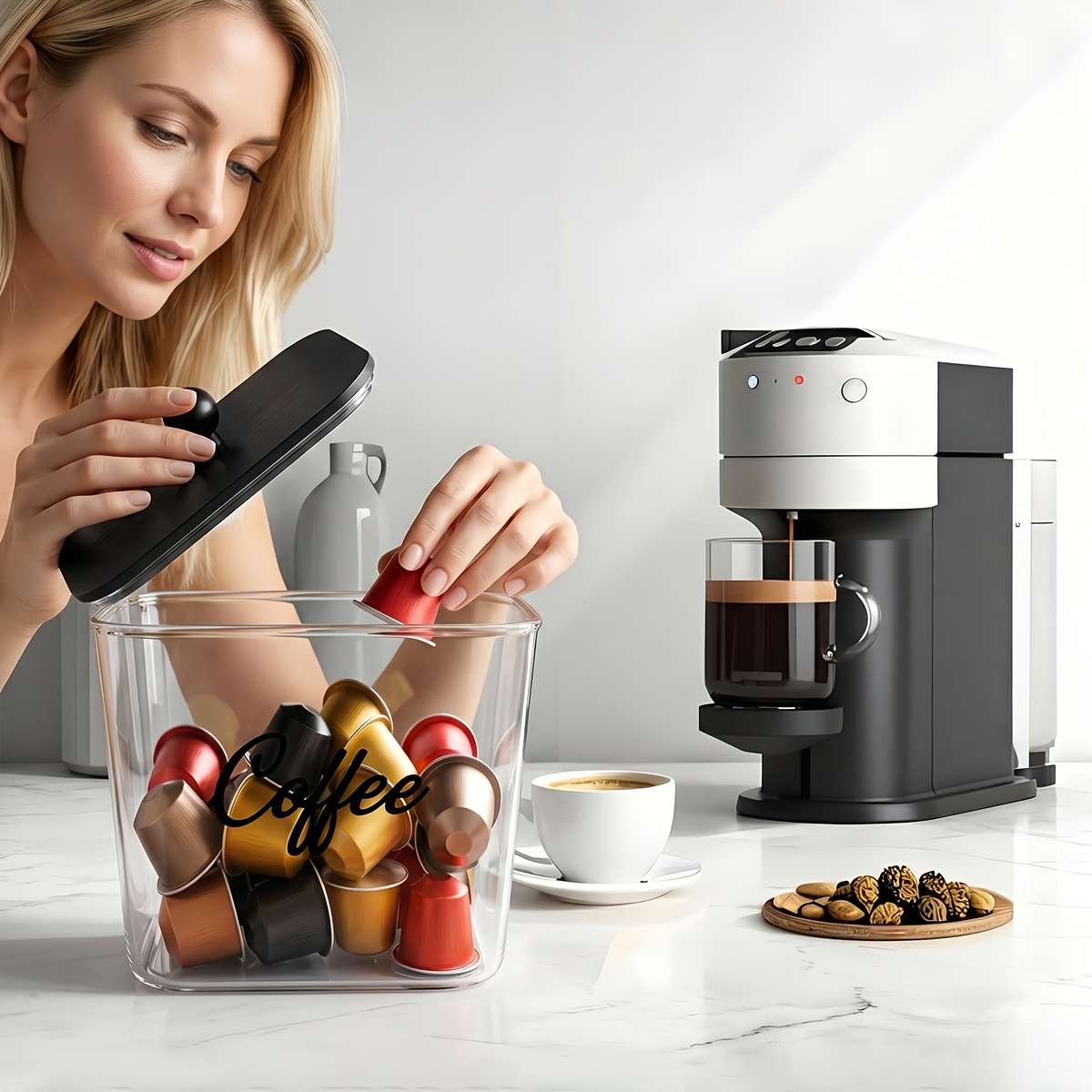 蓋付きコーヒーポッドホルダー プラスチック製収納ボックス K - Commercial Kitchen Shed のレビューと価格