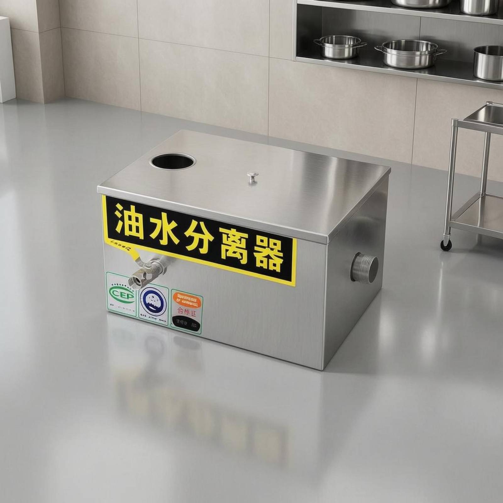 業務用厨房油水分離器、取り外し可能なフィルターバスケット、上 - Commercial Kitchen Grease Interceptor のレビューと価格